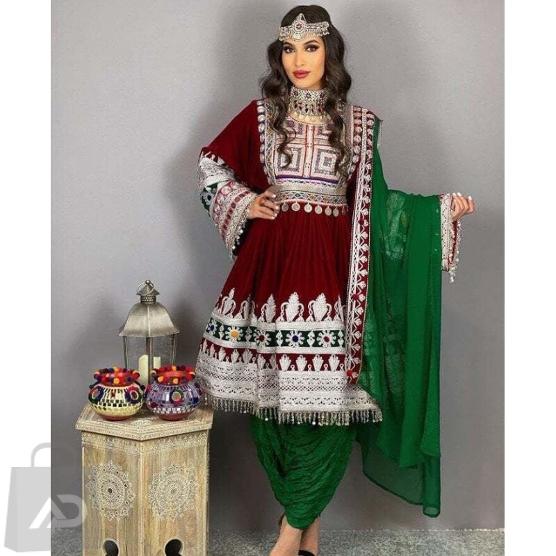 Buy Three Piece Afghani Dress for Women With Embroidery Around Waist,  Sleeves and Skirt / Traditional Afghan Long Dress/ Dress for Women Online  in India - Etsy